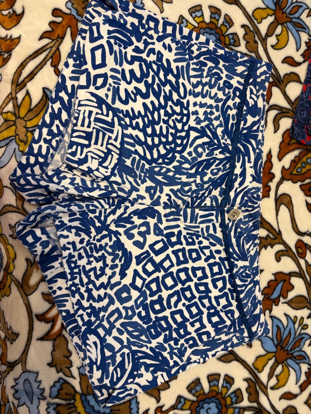 Lilly Pulitzer Blue and White Patterned Bermuda Shorts